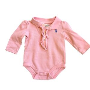 Ralph Lauren Baby Ruffled Long Sleeve Pink Bodysuit 3mo